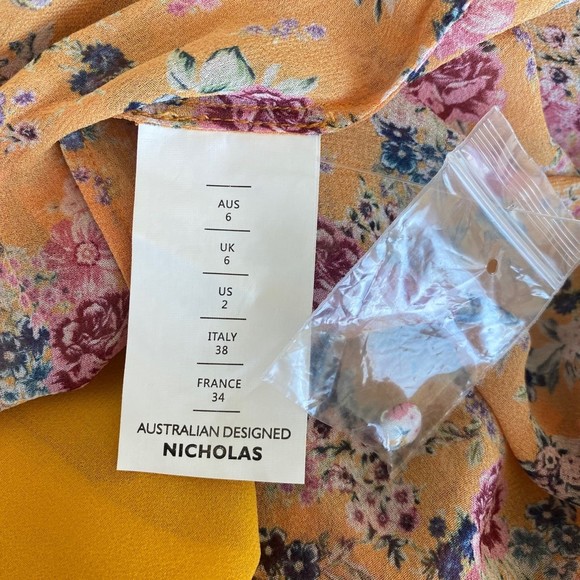 NWOT Nicholas Ruffle Mini Dress in Honey Multi Size 2 - Picture 8 of 8